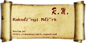 Raksányi Márk névjegykártya