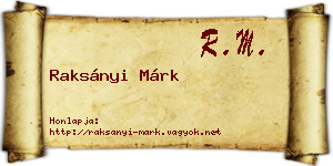 Raksányi Márk névjegykártya